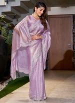 Soft Organza Lavender Wedding Wear Hand Work Saree